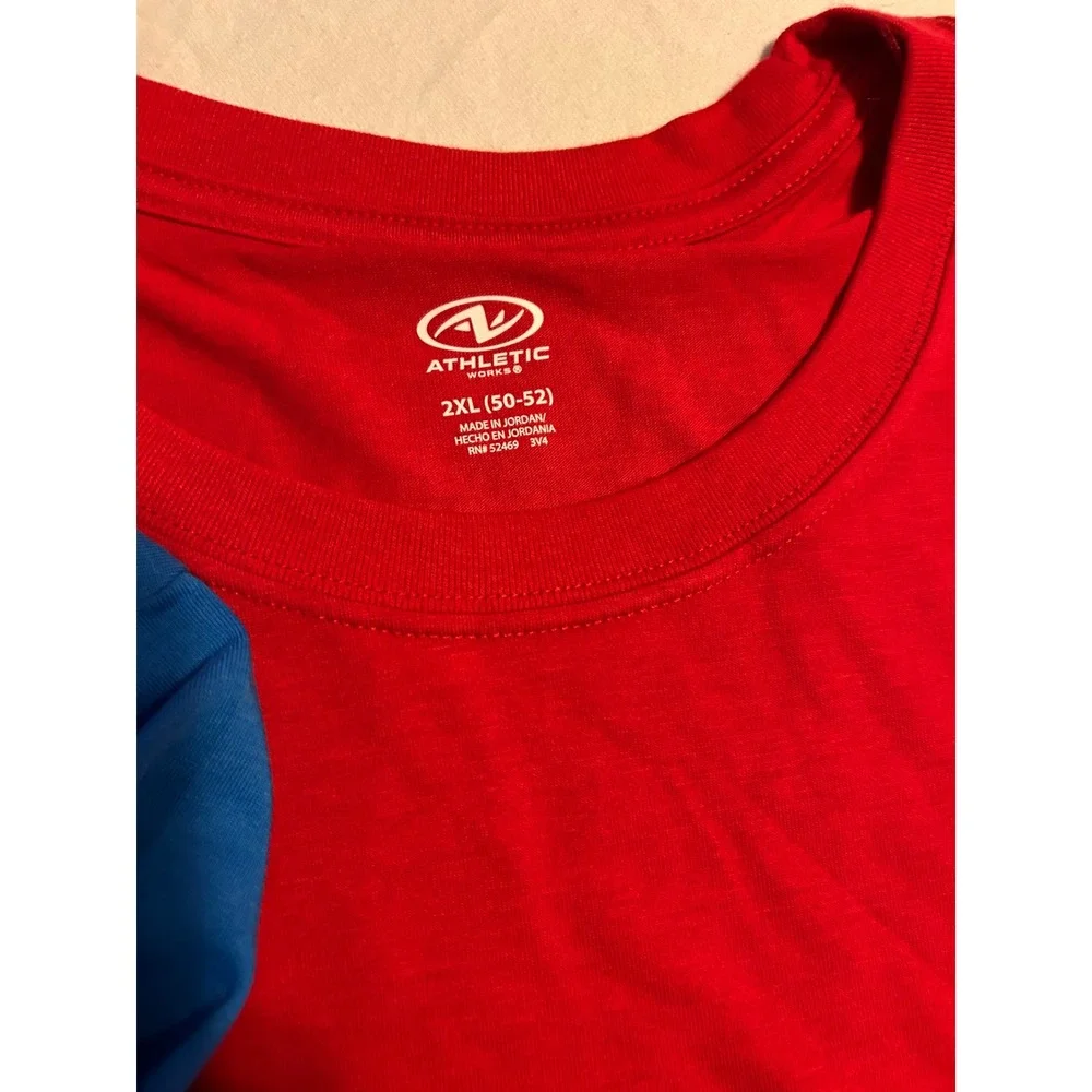 Athletic Works Mens 2XL Tri-Blend T-Shirt 2-Pack Red Blue Moisture Wicking NEW